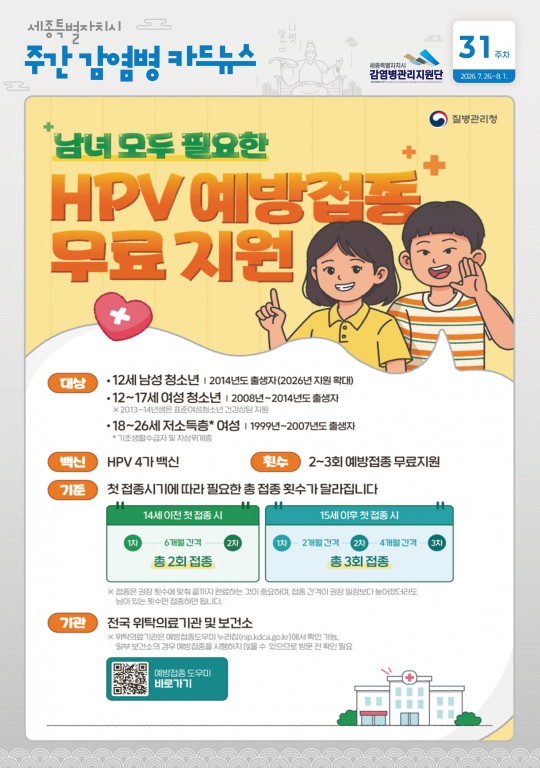 31주_HPV 예방접종 무료 지원