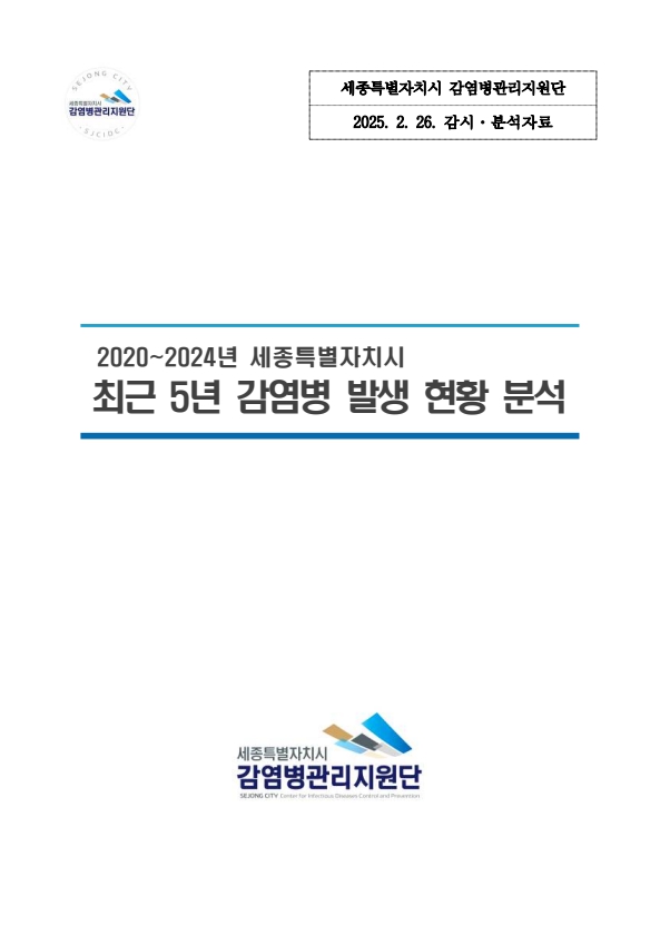 최근 5년(2020~2024년) 세종특별자치시 감염병 발생 현황 분석(2025. 2. 26.)