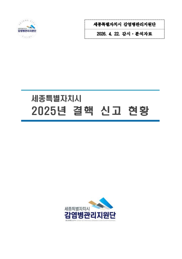 2025년 세종특별자치시 결핵 신고 현황(2026. 4. 22.)